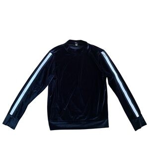 Xersion Women’s Velvet Track Top Sweatshirt Black Stripe S Long Sleeve Mock Neck